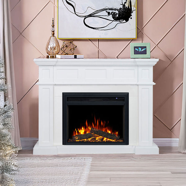 Hudson 2000W Electric Fireplace Heater White Mantel Suite With 30" Moonlight Insert