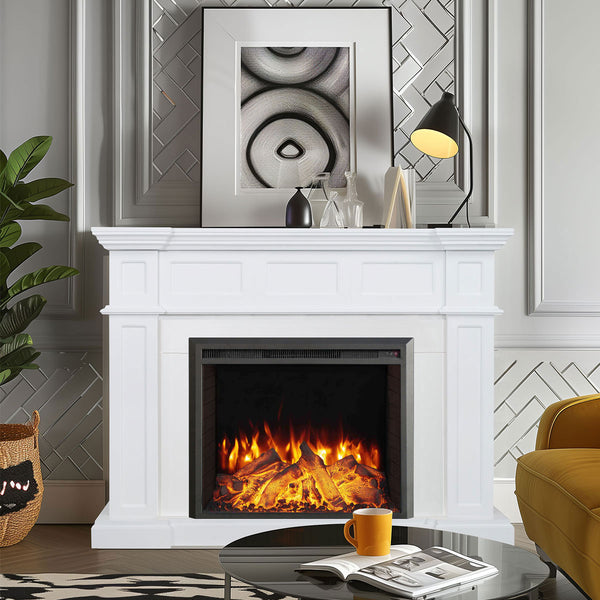 Hudson 2000W Electric Fireplace Heater White Mantel Suite With 30" Starlight Insert - Smartphone Control