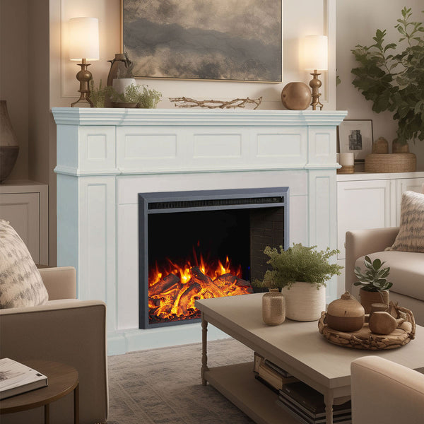 Hudson 2000W Electric Fireplace Heater White Mantel Suite With 30" Starlight Insert - Smartphone Control