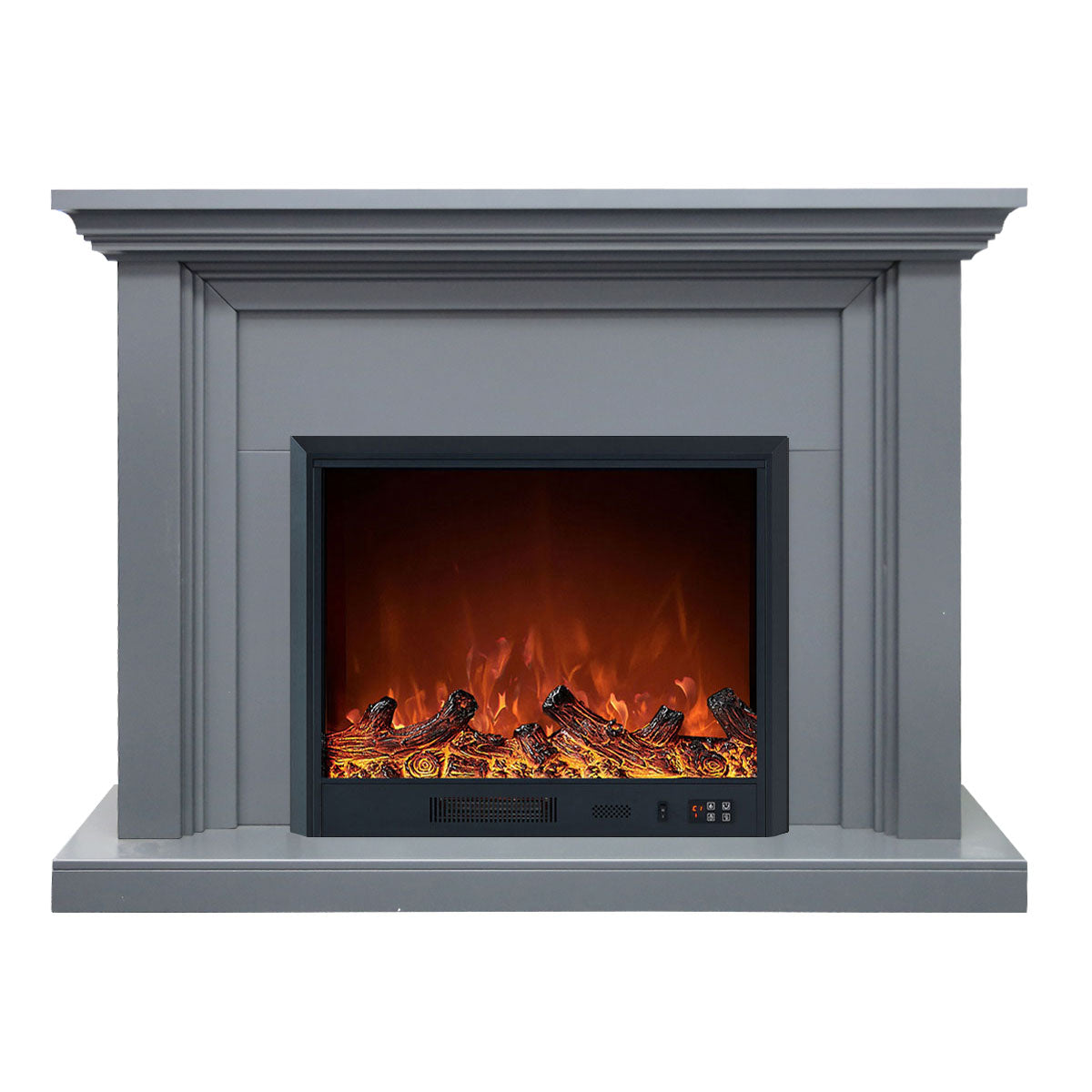 Kingsley 1500W Electric Fireplace Heater Grey Mantel Suite With 30" Orion Insert