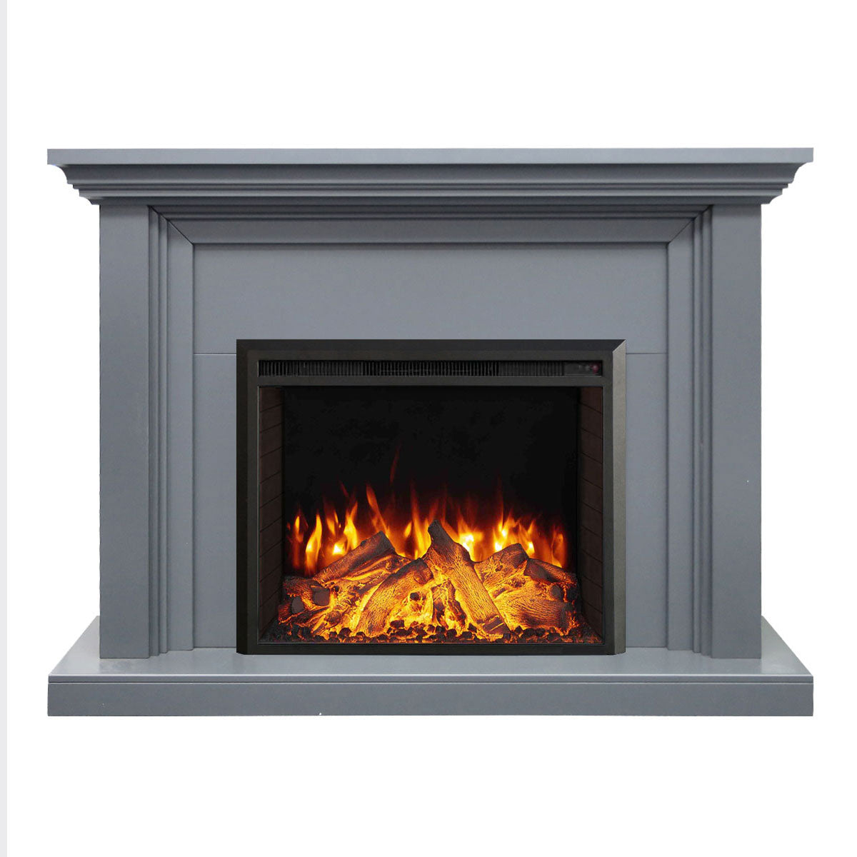 Kingsley 2000W Electric Fireplace Heater Grey Mantel Suite With 30" Starlight Insert