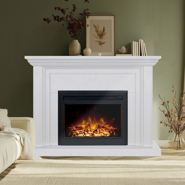 Kingsley 2000W Electric Fireplace Heater White Mantel Suite With 30" Moonlight Insert