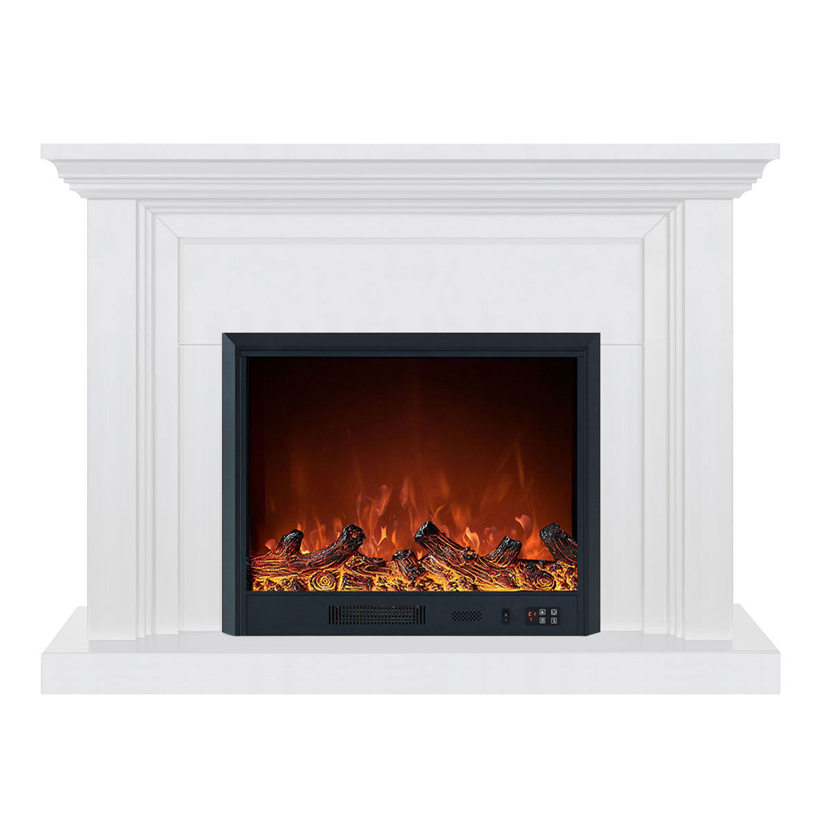Kingsley 1500W Electric Fireplace Heater White Mantel Suite With 30" Orion Insert