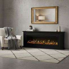 Concerto 1500W 60 Inch Electric Fireplace Insert with Eton Black Mantel Suite