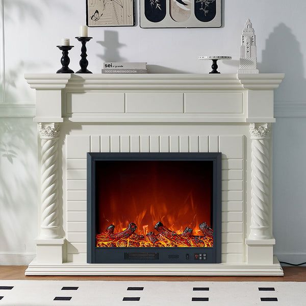 Lorient Electric Fireplace Heater Cream Mantel Suite - Smartphone Control