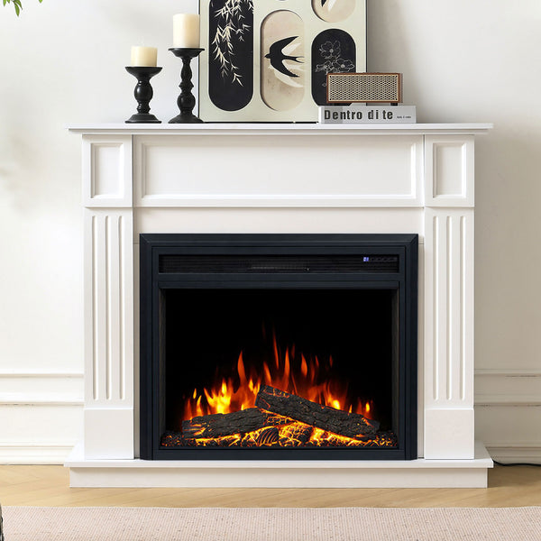 Clarendon 2000W Electric Fireplace Heater White Mantel Suite with 30" Moonlight Insert