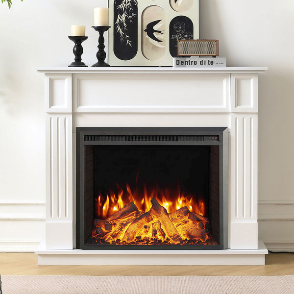 Clarendon 2000W Electric Fireplace Heater White Mantel Suite with 30" Starlight Insert