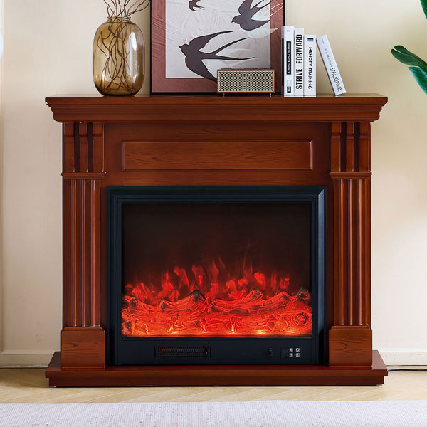 Belgrave 30" Electric Fireplace Heater Brown Mantel Suite – Smartphone Control