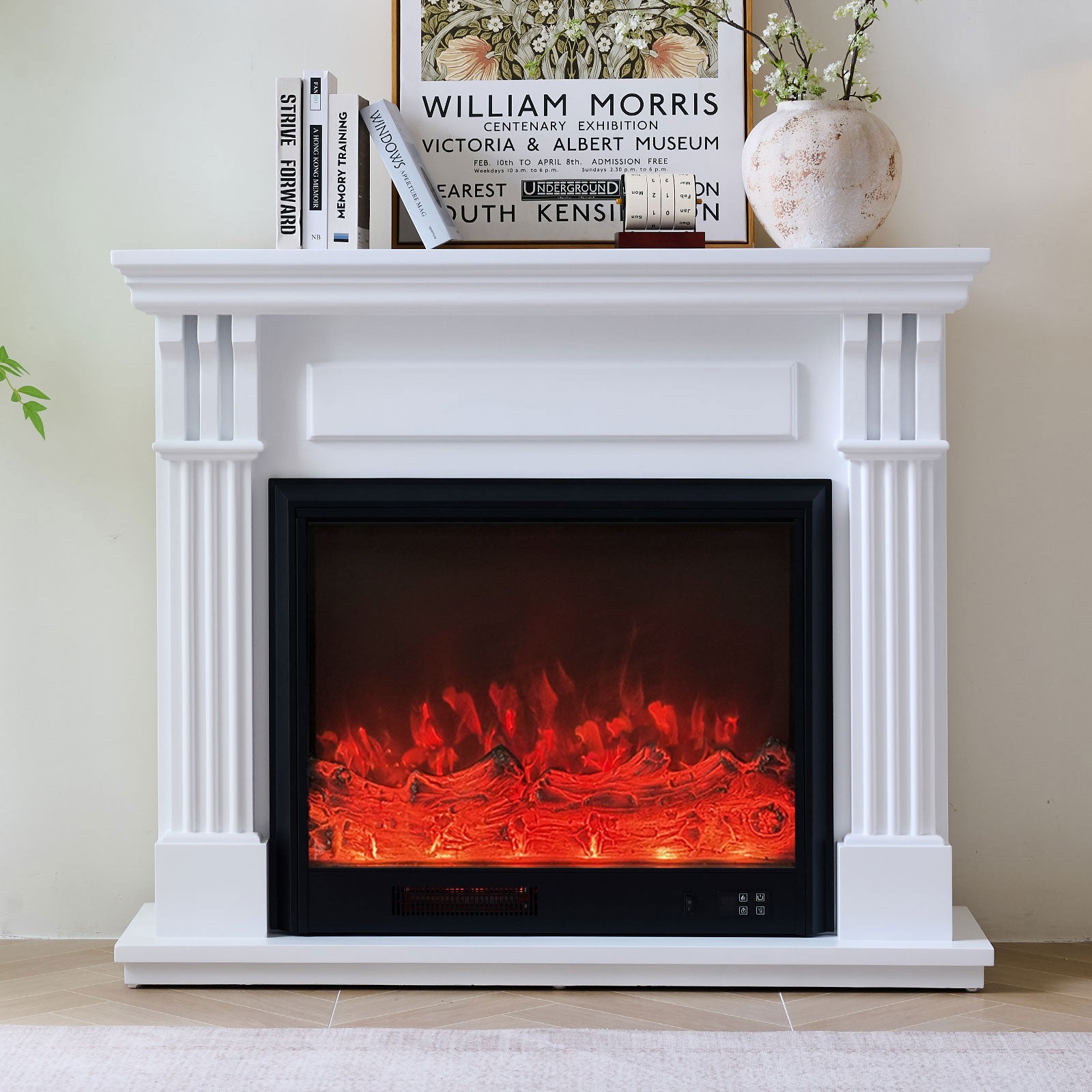 Belgrave 30" Electric Fireplace Heater White Mantel Suite - Smartphone Control
