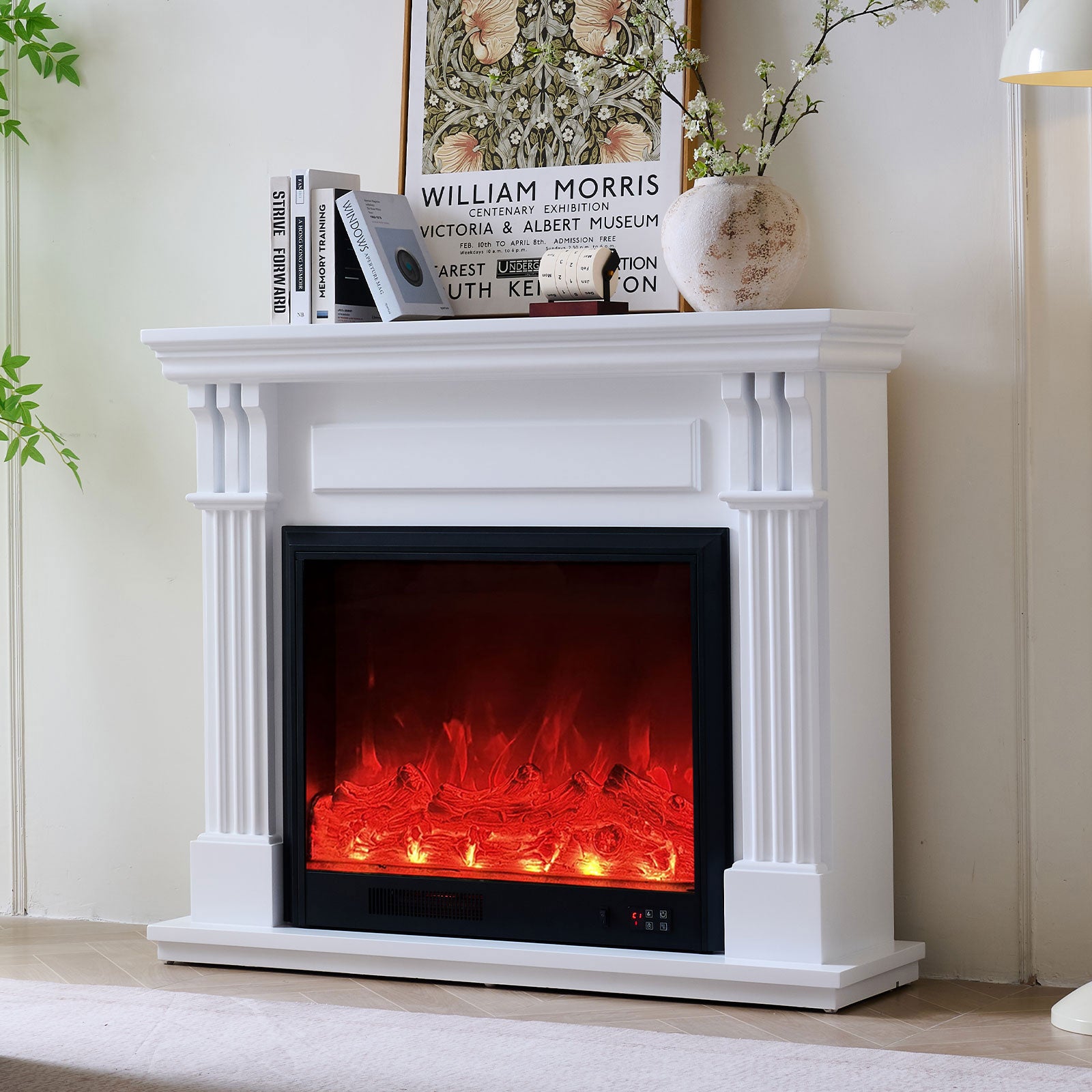 Belgrave 30" Electric Fireplace Heater White Mantel Suite - Smartphone Control