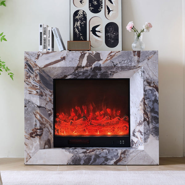 Montrose 30" Electric Fireplace Heater Mantel Suite with Marble Veneer – Smartphone Control