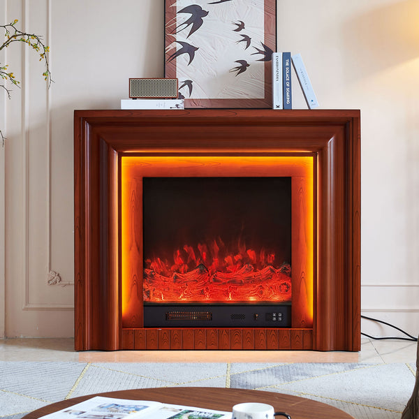 Emerald Electric Fireplace Heater Brown Mantel Suite - Smartphone Control