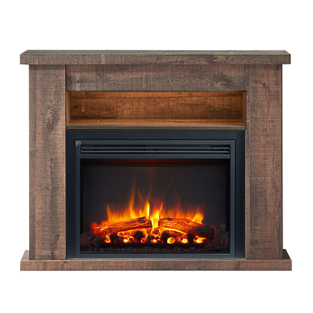 Quartz 2000W Electric Fireplace Heater Rustic Dark Oak Mantel Suite