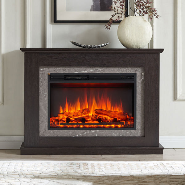 Opal 2000W Electric Fireplace Heater Espresso Oak Mantel Suite