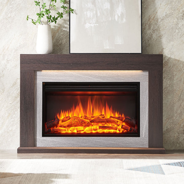 Ruby 2000W Electric Fireplace Heater Espresso Oak Mantel Suite