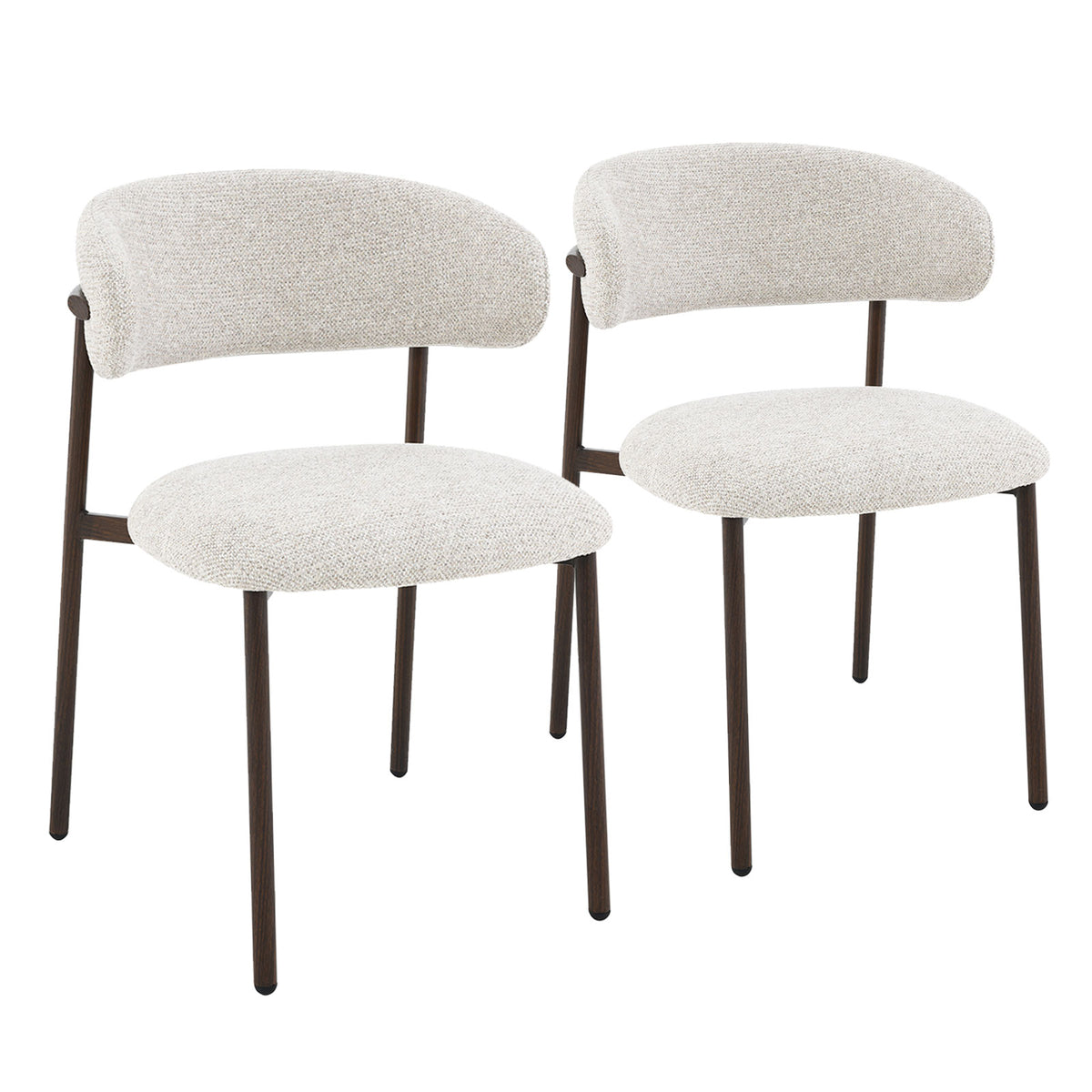 Alina Dark Walnut Look Upholstered Dining Chair – Beige Fabric (Set of 2)
