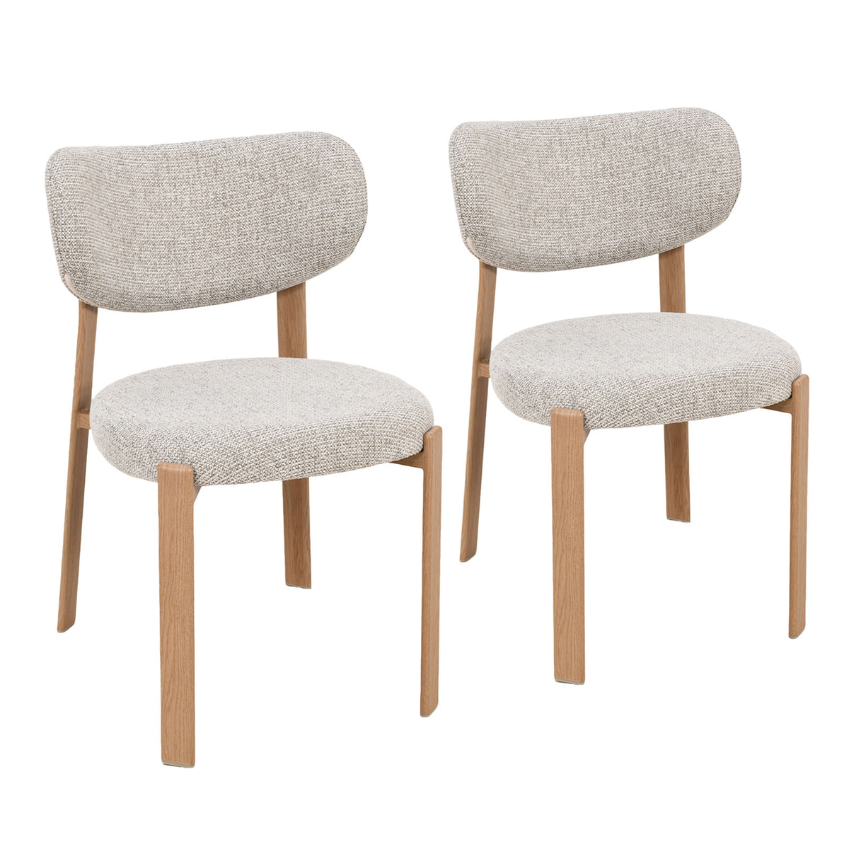 Nomi Natural Oak Look Upholstered Dining Chair – Beige Fabric (Set of 2)