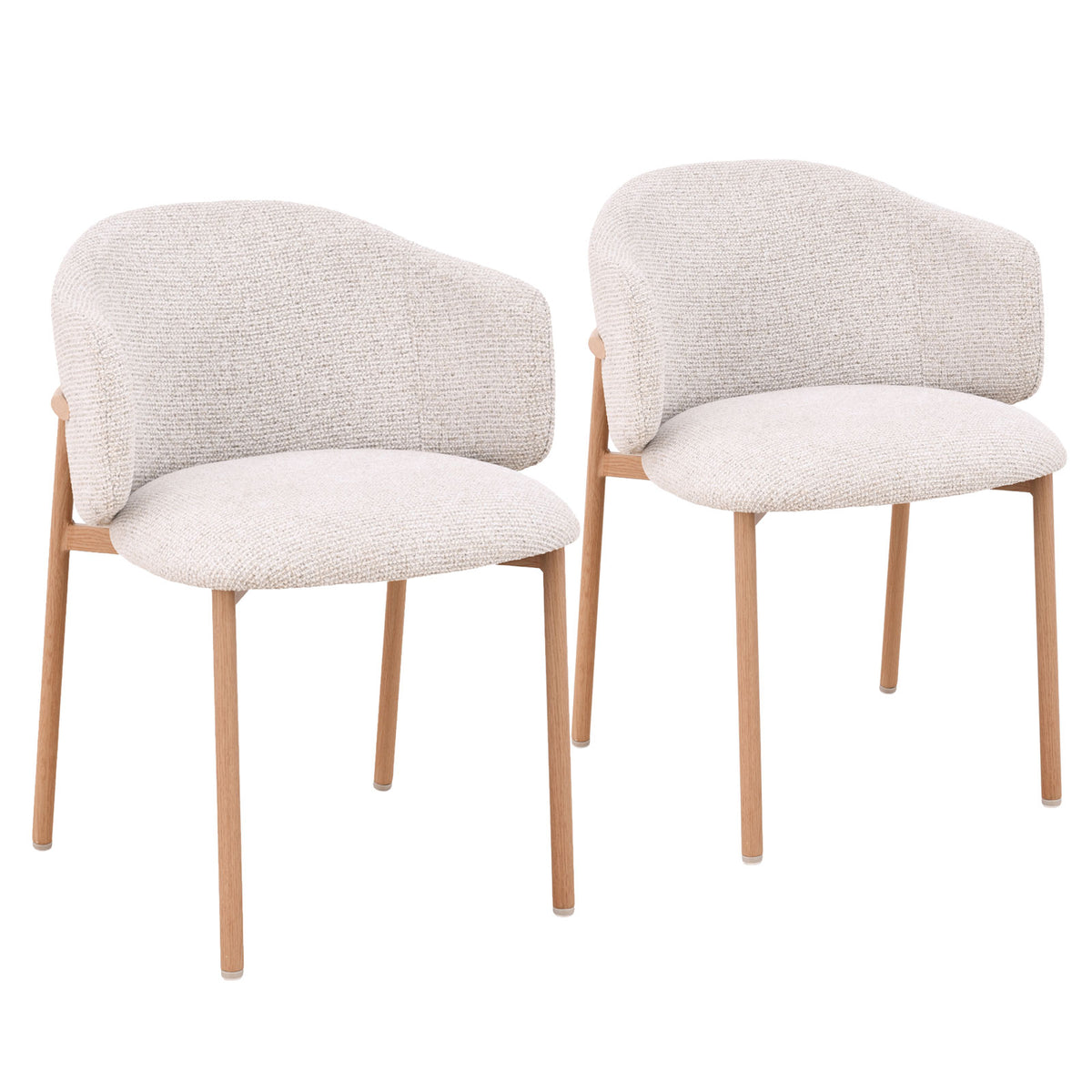 Runa Natural Oak Look Upholstered Dining Chair – Beige Fabric (Set of 2)