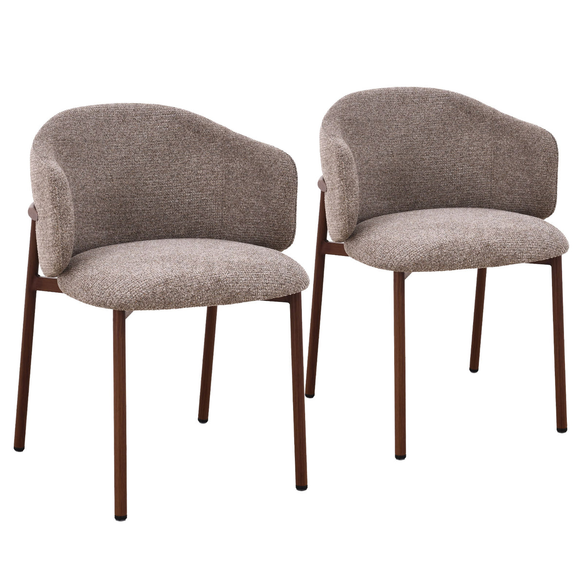 Runa Dark Walnut Look Upholstered Dining Chair – Brown Fabric (Set of 2)