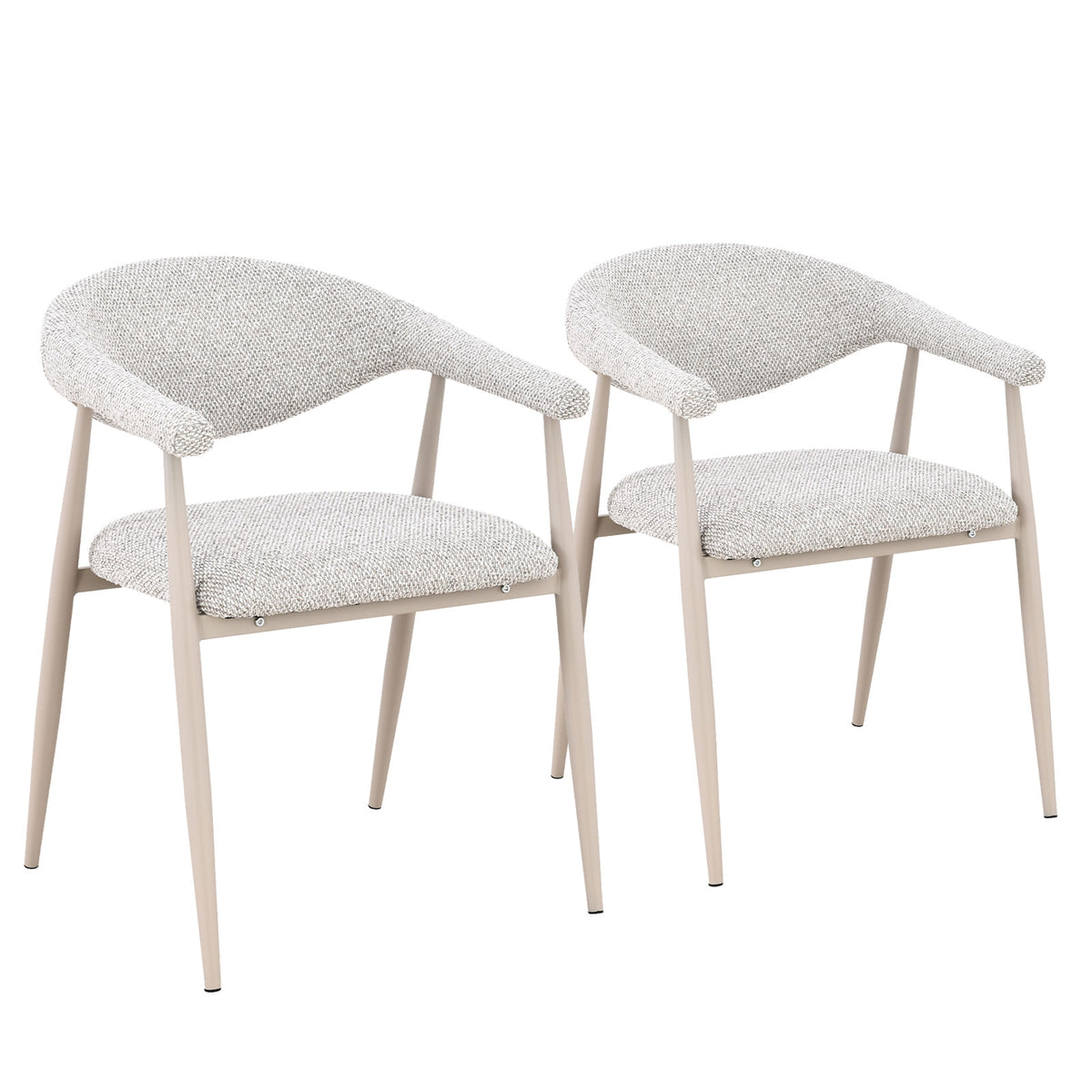 Milan Beige Metal Frame Upholstered Dining Chair – Light Grey Fabric (Set of 2)