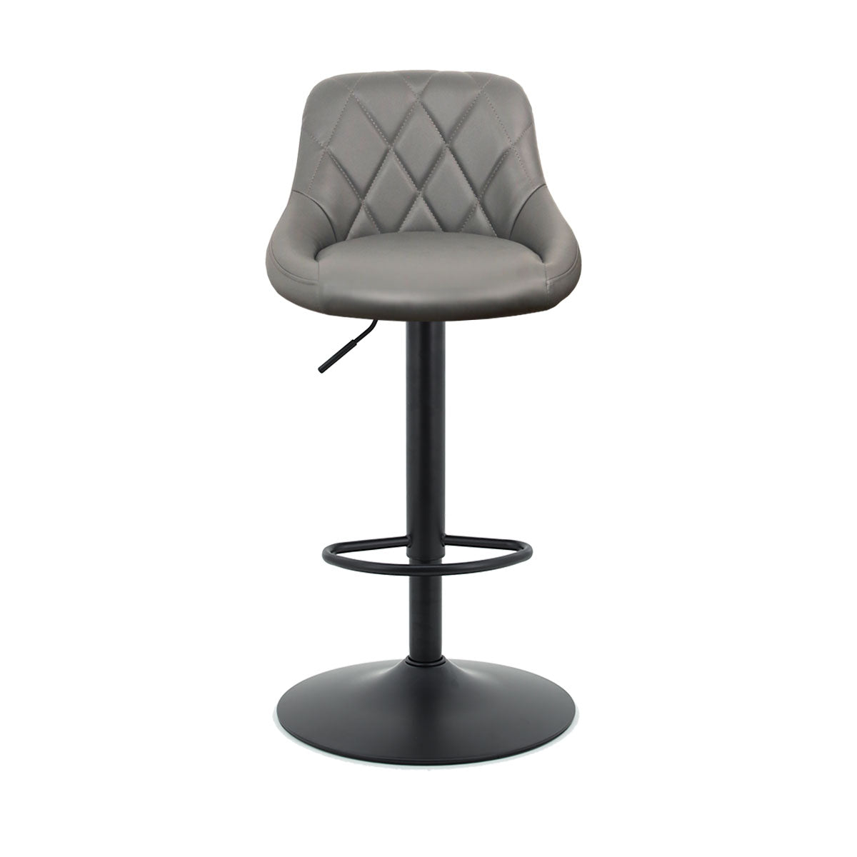 Arco Kitchen Gas lift Bar Stool  - Grey PU Leather Black Legs