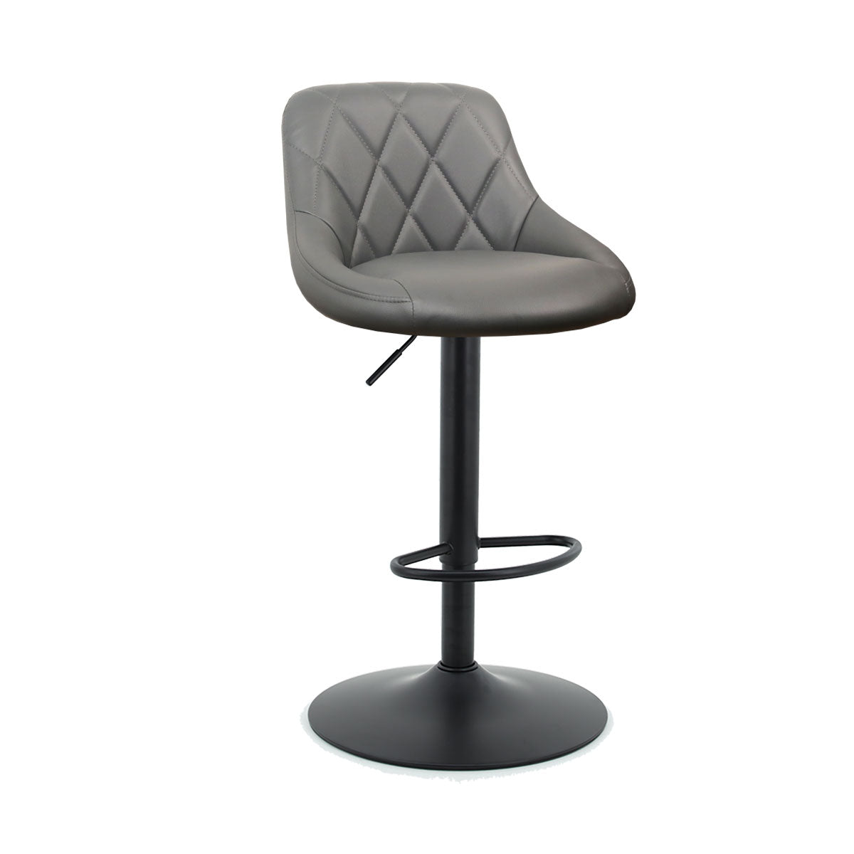 Arco Kitchen Gas lift Bar Stool  - Grey PU Leather Black Legs