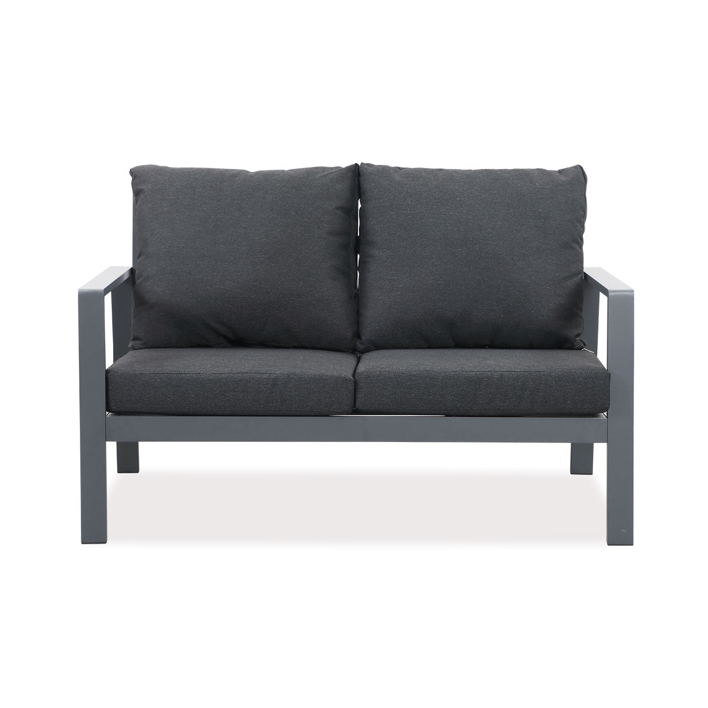 Florence 3+2 Seater Charcoal Aluminium Sofa Lounge - Dark Grey Cushion