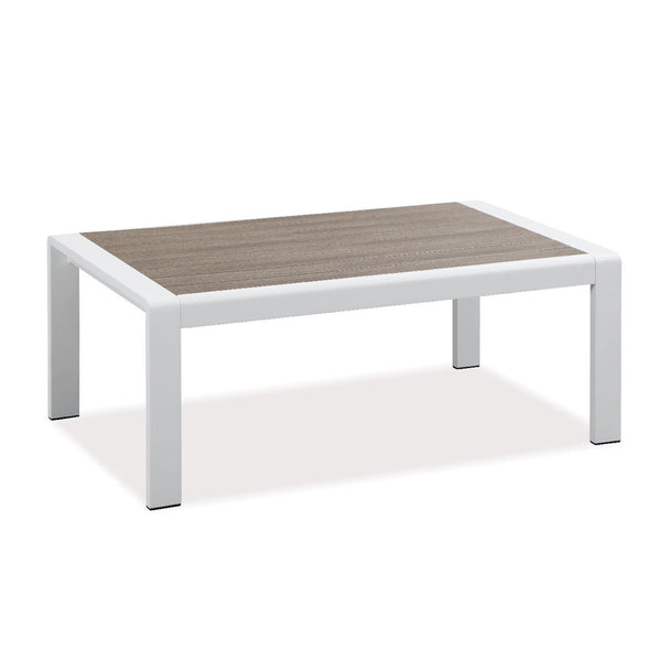 Florence White Aluminium Outdoor Coffee Table with faux wood Top