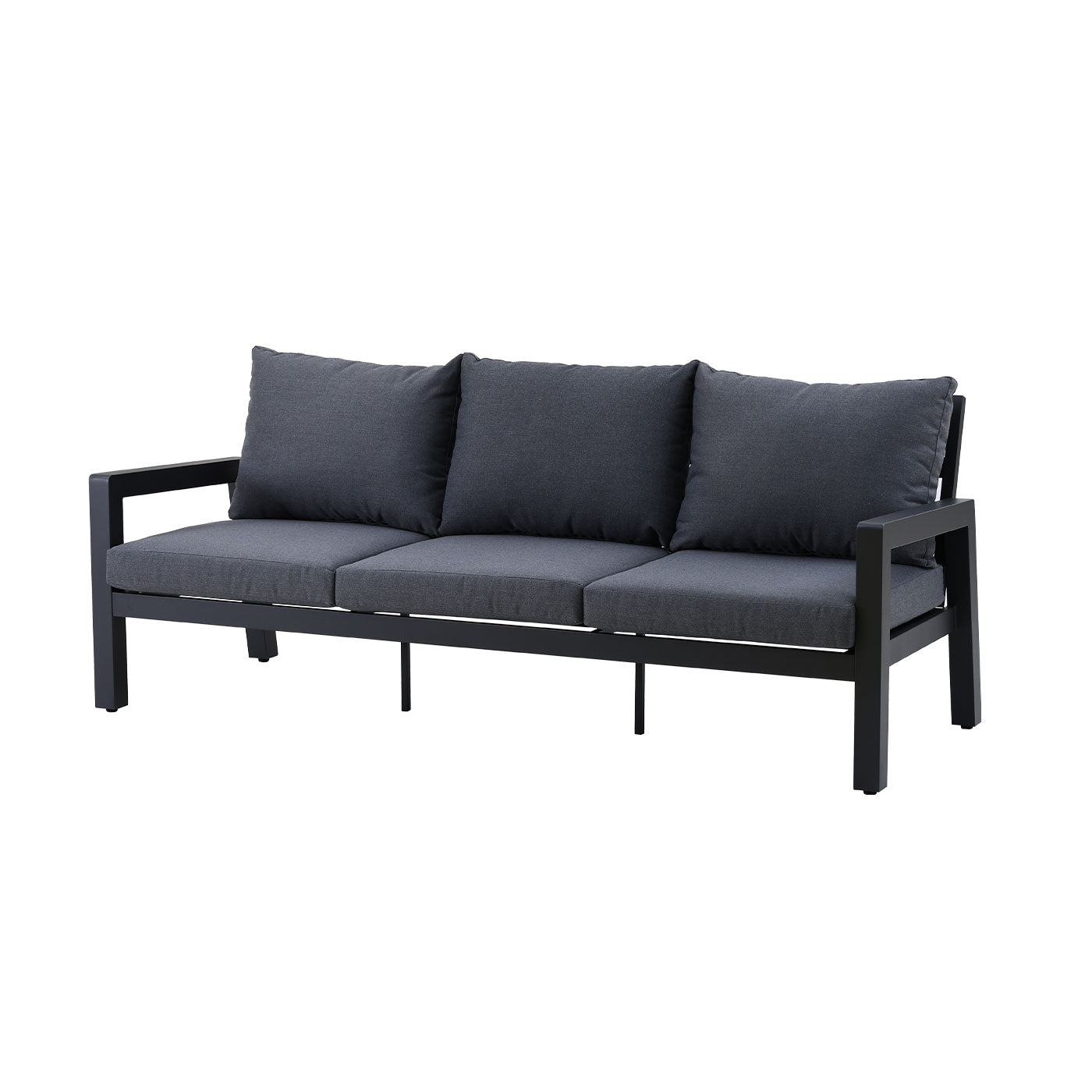 Bronte 3 Seater Charcoal Aluminium Outdoor Sofa - Dark Grey Cushion