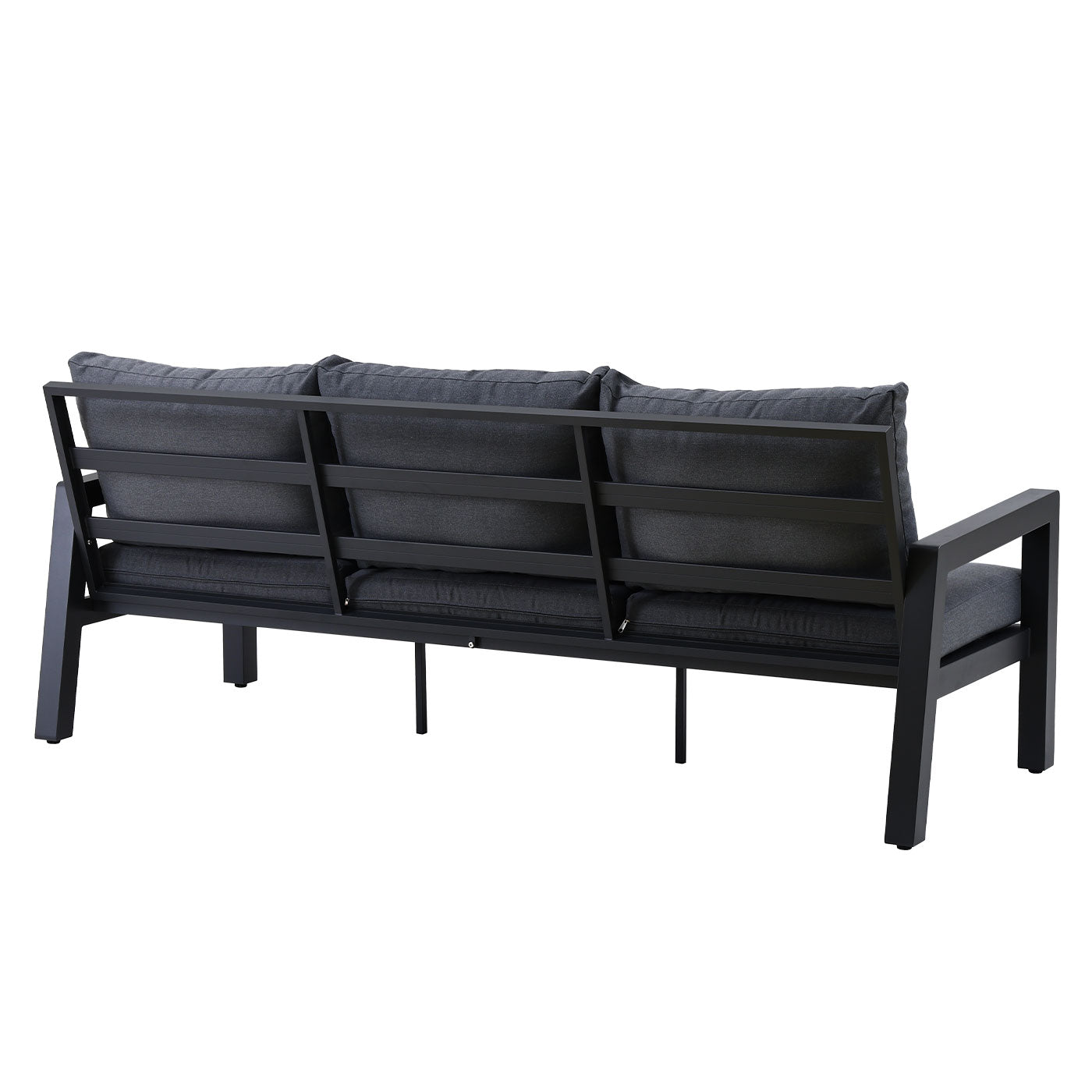 Bronte 3 Seater Charcoal Aluminium Outdoor Sofa - Dark Grey Cushion