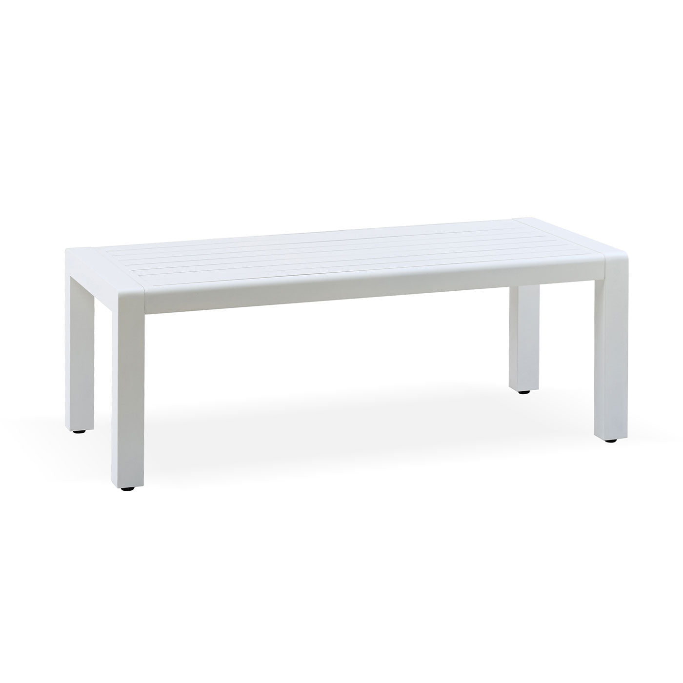 Bronte White Aluminium Outdoor Coffee Table with Aluminium Slat Top (120x60cm)