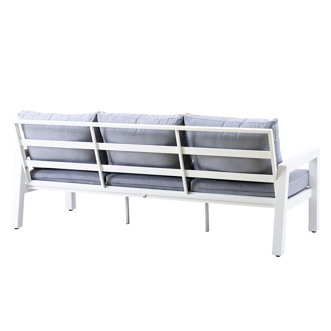 Bronte 3 Seater White Aluminium Outdoor Sofa - Light Grey Cushion