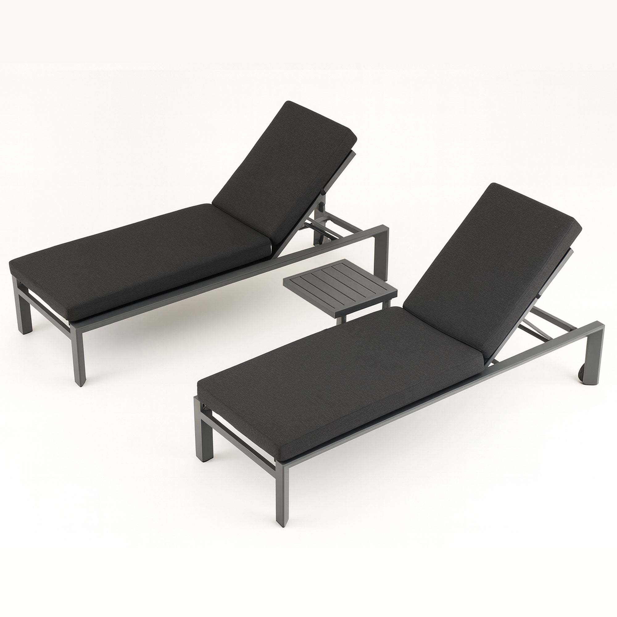 Kaya Charcoal Duo Sun Lounge Set - Dark Grey Cushion
