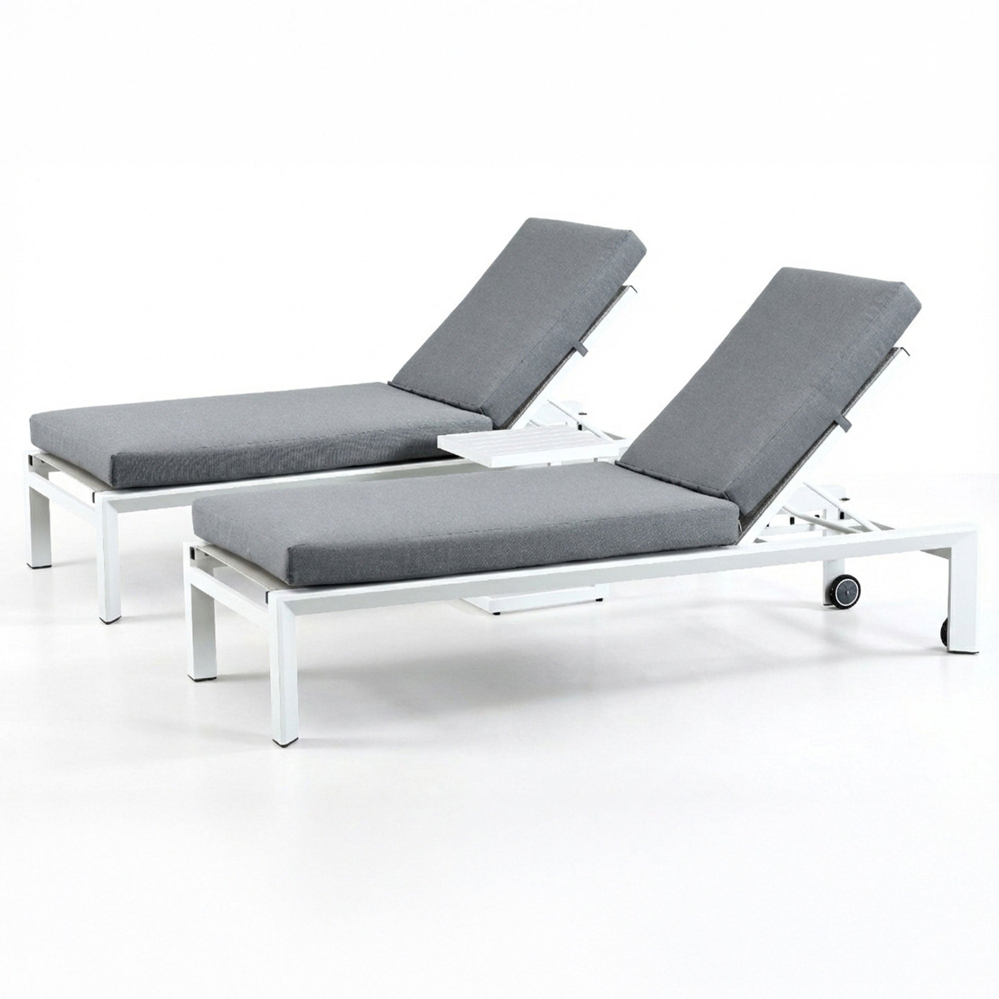 Kaya White Duo Sun Lounge Set - Grey Cushion