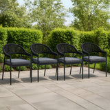 Fraser Charcoal Aluminium Outdoor Dining Chairs with Arms - Dark Grey Cushions (Set of 4)