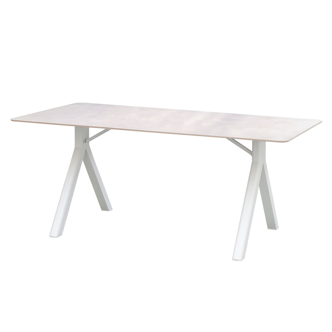 Bali White Aluminium Outdoor Dining Table with Sintered Stone Top (180x90cm)