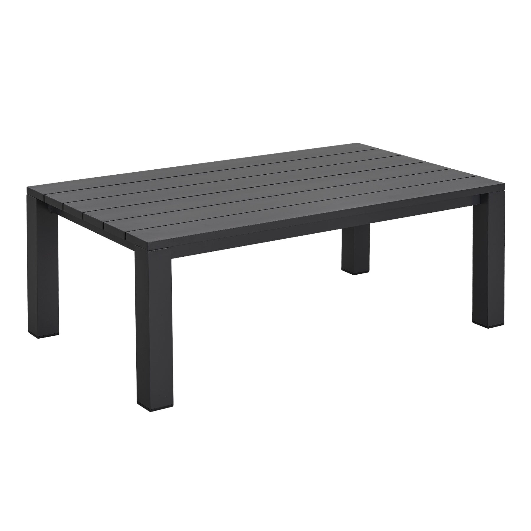 Jervis Charcoal Aluminium Outdoor Coffee Table with Aluminium Slat Top (110x62.5cm)