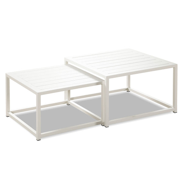 Carter White Aluminium Outdoor Square Nesting Coffee Table - Set of 2