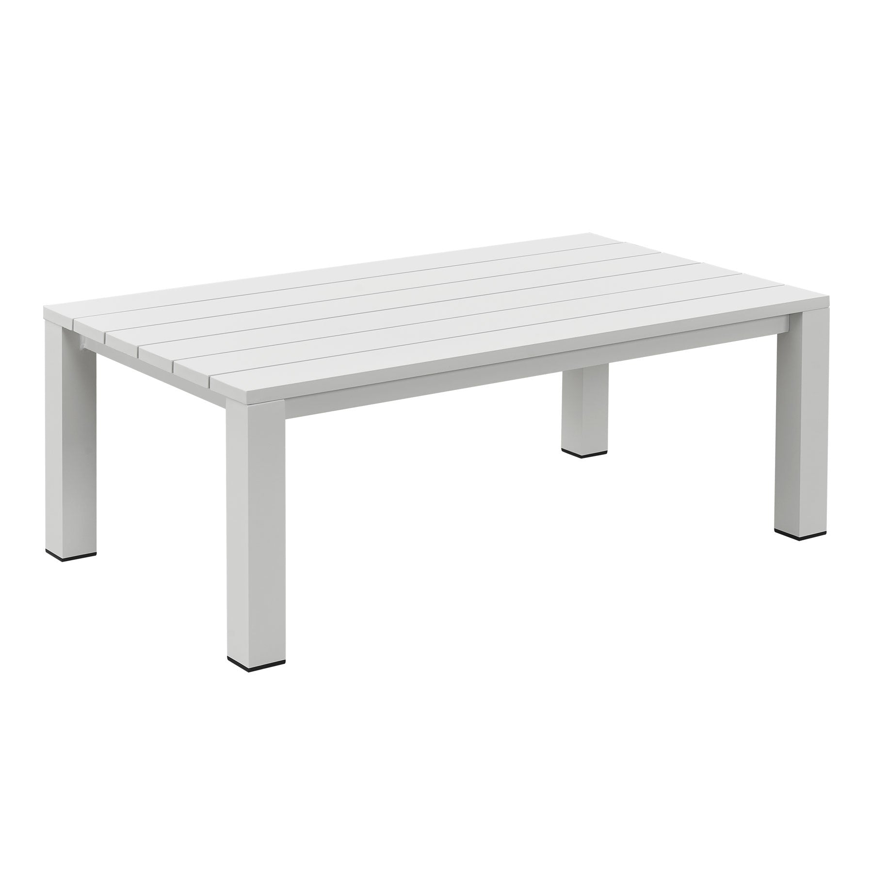 Jervis White Aluminium Outdoor Coffee Table with Aluminium Slat Top (110x62.5cm)