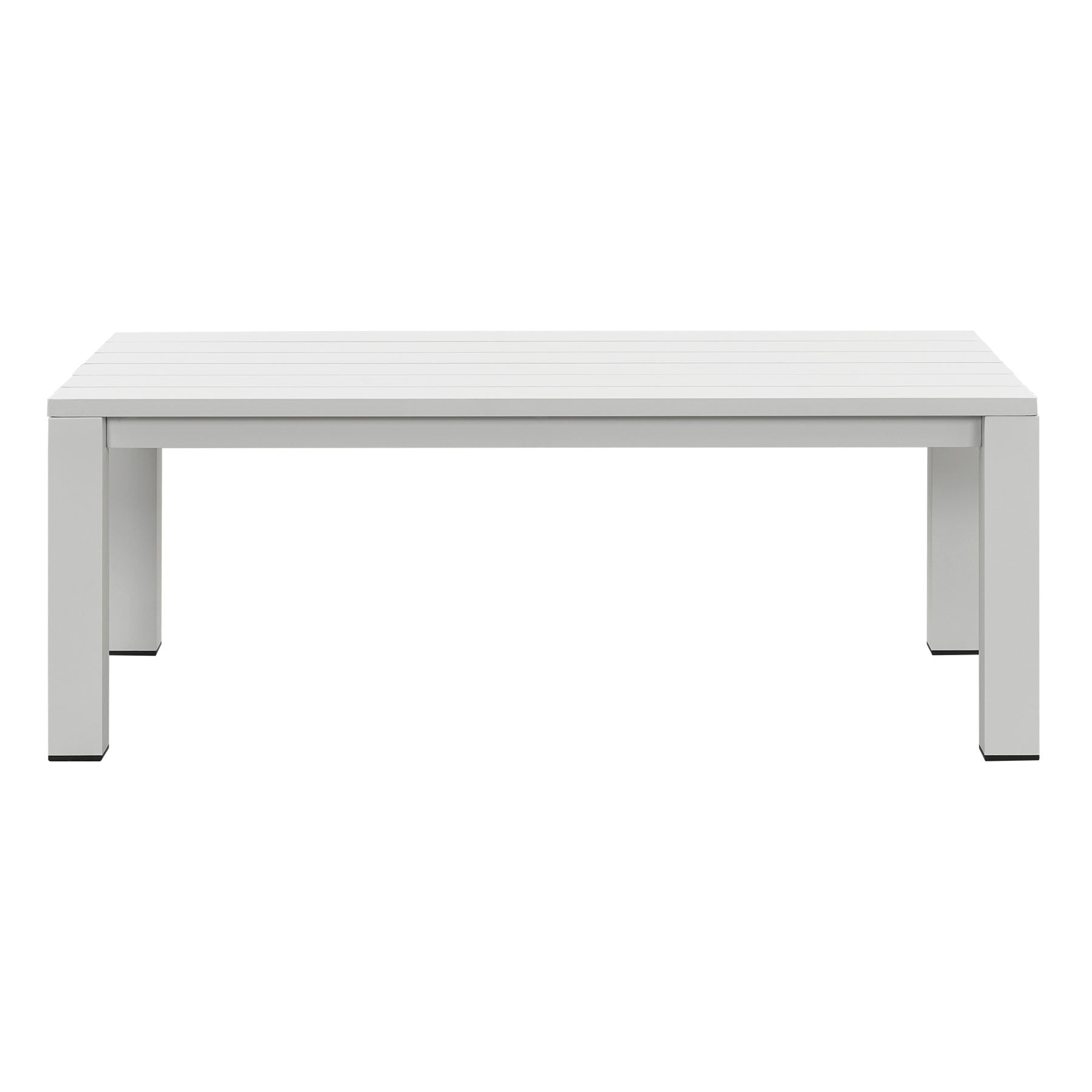 Jervis White Aluminium Outdoor Coffee Table with Aluminium Slat Top (110x62.5cm)