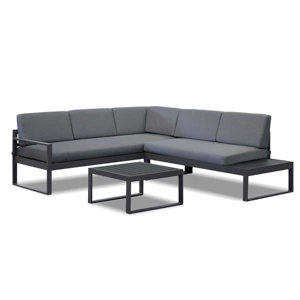 Milano Charcoal Aluminium Sofa Lounge Set - Grey Cushion