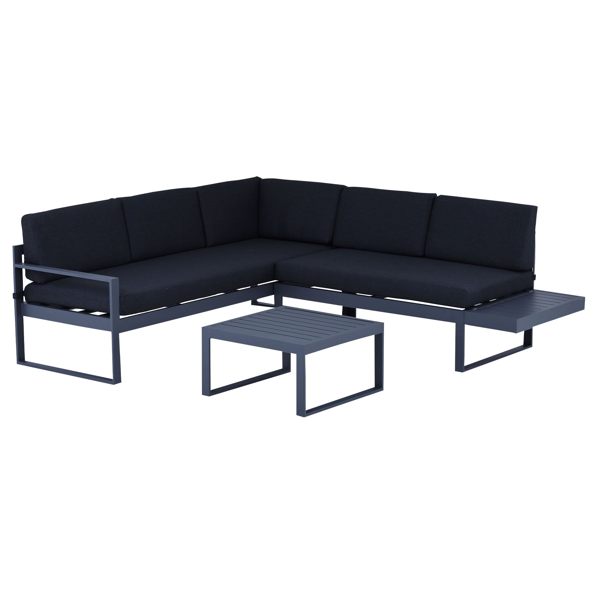 Milano Charcoal Aluminium Modular Sofa Lounge Set - Dark Grey Cushion