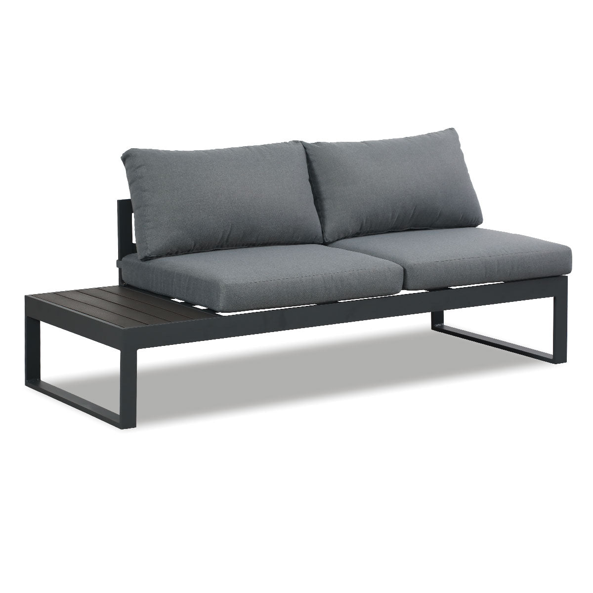 Hampton Charcoal Aluminium Sofa Lounge Set (Timber Table Top) - Grey Cushion