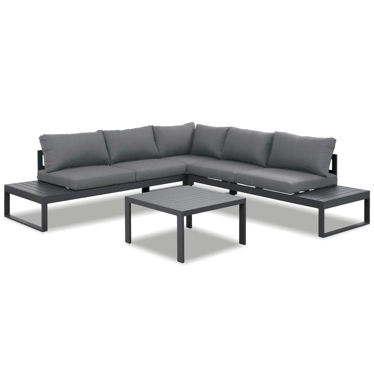 Hampton Charcoal Aluminium Sofa Lounge Set - Grey Cushion