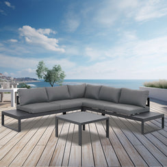 Hampton Charcoal Aluminium Sofa Lounge Set - Grey Cushion