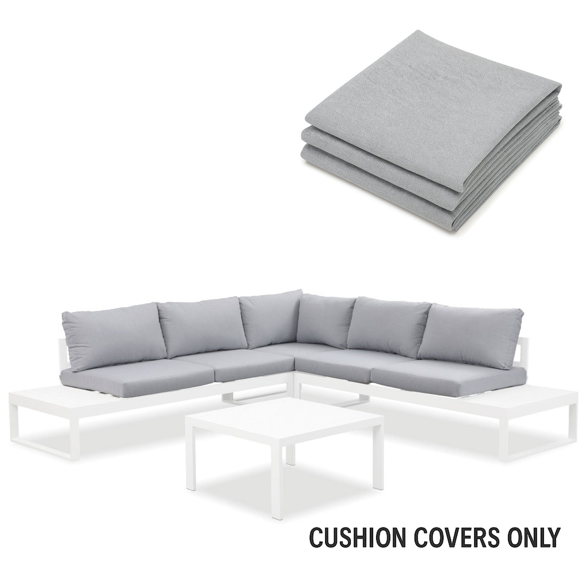 Hampton Aluminium Sofa Lounge Replacement Ash Grey Cushion Covers