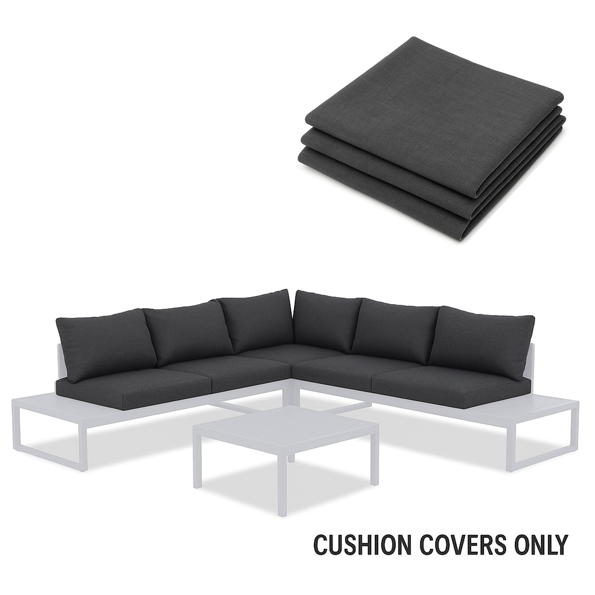 Hampton Aluminium Sofa Lounge Replacement Charcoal Grey Cushion Covers