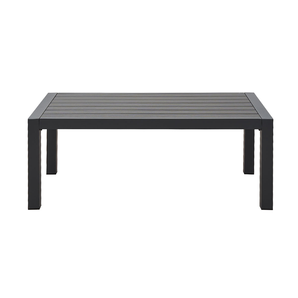 Coogee Charcoal Aluminium Outdoor Coffee Table with faux wood Top (110x62cm)