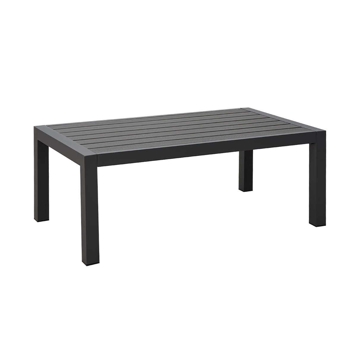 Coogee Charcoal Aluminium Outdoor Coffee Table with faux wood Top (110x62cm)