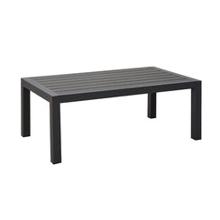 Coogee Charcoal Aluminium Outdoor Coffee Table with faux wood Top (110x62cm)